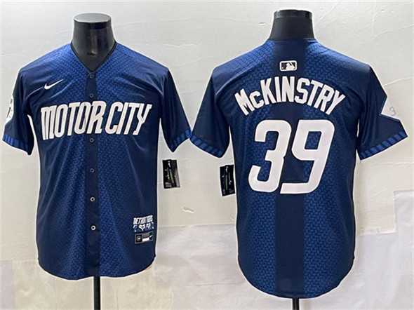 Mens Detroit Tigers #39 Zach McKinstry 2024 Navy City Connect Cool Base Limited Stitched Jersey